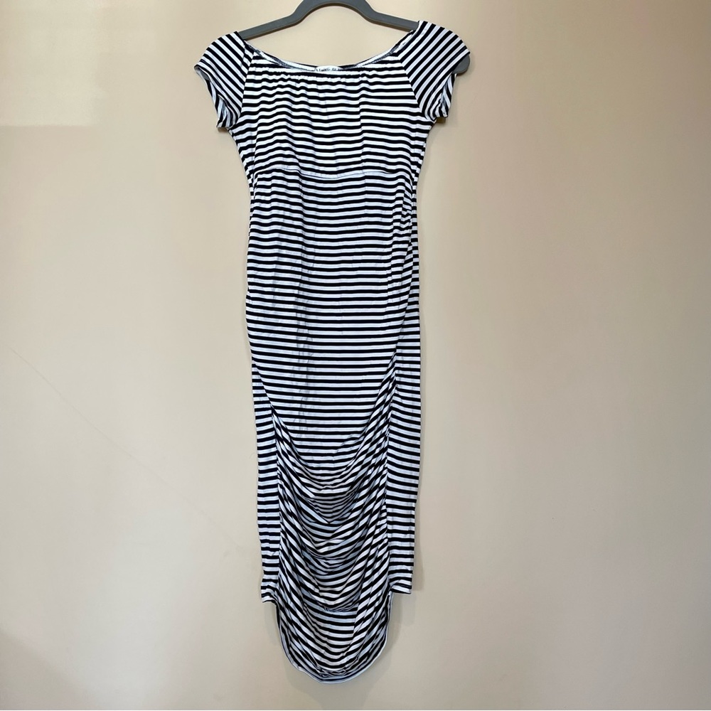 Maive & Bo Striped Off-Shoulder Maternity Dress